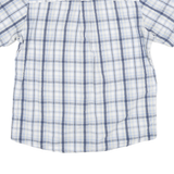 CHAPS Mens White & Blue Check Shirt L Lightweight Cotton Short Sleeve Casual