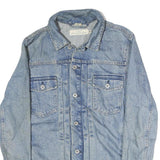 L.O.G.G Mens Blue Denim Jacket M Cotton Button Plain Casual Classic Light Wash