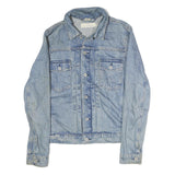 L.O.G.G Mens Blue Denim Jacket M Cotton Button Plain Casual Classic Light Wash