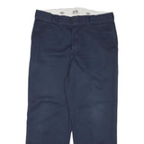 DICKIES Mens Cotton Blend Navy Regular Straight Trousers W34 L28 Workwear Zip