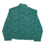 LESLIE FAY Womens Green Printed Top Long Sleeve V-Neck L Elegant Buttoned