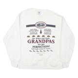 DELTA Mens White Grandpa Print Crew Neck L Cotton Blend Comfortable Sweatshirt