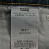 521 Levis Slim Jeans - 34W 27L Blue Cotton