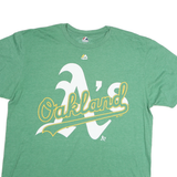 MAJESTIC Mens Green Oakland A's Graphic T-Shirt XL Short Sleeve Crew Neck Cotton