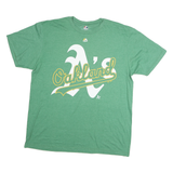 MAJESTIC Mens Green Oakland A's Graphic T-Shirt XL Short Sleeve Crew Neck Cotton