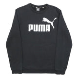 PUMA Boys Black Cotton Blend Crew Neck Sweatshirt 15-16Y Logo Print Casual