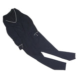 LAUREN RALPH LAUREN Womens Navy Blue Playsuit V-Neck Long Sleeve Zip M