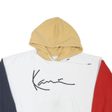 KARL KANI Womens White Beige & Red Colourblock Pullover Hoodie S Signature Logo