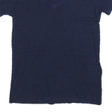 LEVI'S Womens Blue Basic Top Short Sleeve V-Neck S Cotton Blend Casual