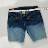 True Religion Tie-Dye Denim Shorts - 25W UK 4 Blue Denim