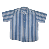 FADED GLORY Mens Blue & White Striped Short Sleeve Shirt 2XL Casual Summer