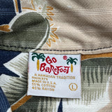 Surfing Go Barefoot Graphic Hawaiian Shirt - Large Multicoloured Cotton Blend