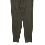 ZARA Womens Slim Olive Green Polyester Blend Slim Tapered Trousers W26 L26