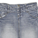 SUBLEVEL Womens Blue Denim Mini Cotton Blend Skirt XL Casual Fitted Style
