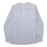DESIGUAL Womens Blue Cotton Blend Shirt XL Embroidered Casual Button