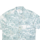 TRADER BAY Mens Green & Cream Hawaiian Shirt XL Tropical Floral Pattern Summer