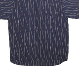 MICHAEL KAUF Mens Navy Blue & White Pattern Short Sleeve Shirt L Relaxed Fit