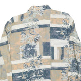 Womens Beige & Grey Abstract Floral Printed Shirt Long Sleeve Collared L Relaxed