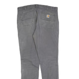 CARHARTT Mens Regular Grey Cotton Blend Straight Fit Trousers W36 L34 Workwear