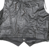 IXS Mens Black Leather Waistcoat XL Leather Plain Button Biker Detail Vest