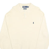 POLO RALPH LAUREN Mens Cream Plain Jumper Collared Polo Cotton 2XL Classic Fit