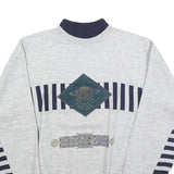 Mens Grey & Navy Sweatshirt Regent Park Graphic Crew Neck L Cotton Blend Comfort