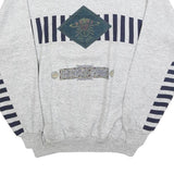 Mens Grey & Navy Sweatshirt Regent Park Graphic Crew Neck L Cotton Blend Comfort