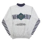 Mens Grey & Navy Sweatshirt Regent Park Graphic Crew Neck L Cotton Blend Comfort