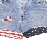 LEVI'S Womens Denim Blue Casual Shorts XS W26 American Flag Patch