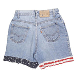 LEVI'S Womens Denim Blue Casual Shorts XS W26 American Flag Patch
