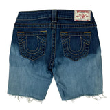 True Religion Tie-Dye Denim Shorts - 25W UK 4 Blue Denim
