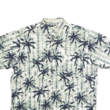 CROSSINGS Mens Cream & Black Palm Tree Print Shirt M Casual Cotton Blend Summer