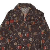 TRIUMPH Mens Brown Geometric Print Shirt M Retro Pattern Button Closure