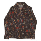 TRIUMPH Mens Brown Geometric Print Shirt M Retro Pattern Button Closure