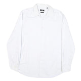 BOSS Mens White Plain Cotton Blend Shirt M Classic Formal Long Sleeve Button