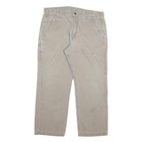 CARHARTT Mens Regular Beige Cotton Blend Trousers W36 L28 Workwear Zip Closure