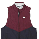 NIKE Womens Maroon & Navy Running Jacket M Polyester Blend Zip Therma-Fit