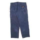 CARHARTT Mens Cotton Blend Blue Loose Straight Trousers W38 L32 Workwear Casual