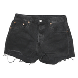 LEVI'S Womens Shorts Black Denim Cut-Off M W28 Distressed Edge Casual
