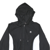 FILA Mens Black & White Nylon Zip Hooded Jacket XL Sportswear Casual Windbreaker