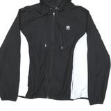 FILA Mens Black & White Nylon Zip Hooded Jacket XL Sportswear Casual Windbreaker
