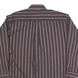 BURBERRY Mens Black & Brown Striped Cotton Shirt L Classic Long Sleeve Button