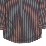 BURBERRY Mens Black & Brown Striped Cotton Shirt L Classic Long Sleeve Button