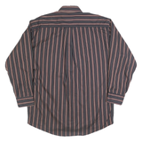 BURBERRY Mens Black & Brown Striped Cotton Shirt L Classic Long Sleeve Button