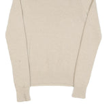 Womens Beige Embellished Plain Cotton Pullover Jumper XS Stylish Crew Neck