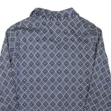 Womens Blue Printed Button Shirt Long Sleeve Collared 2XL Cotton Blend Top