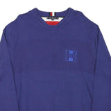 TOMMY HILFIGER Mens Blue Patterned Pullover Crew Neck Basic Knit XL Cotton Blend