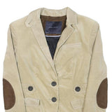 ZARA BASIC Womens Beige Cotton Blend Classic Jacket S Tailored Button Elbow