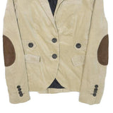 ZARA BASIC Womens Beige Cotton Blend Classic Jacket S Tailored Button Elbow
