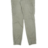 PIER ONE Mens Cotton Blend Slim Cargo Trousers Green W32 L32 Casual Zip Closure
